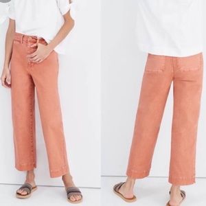 Madewell emmett wide leg crop jeans high waisted peach dried coral